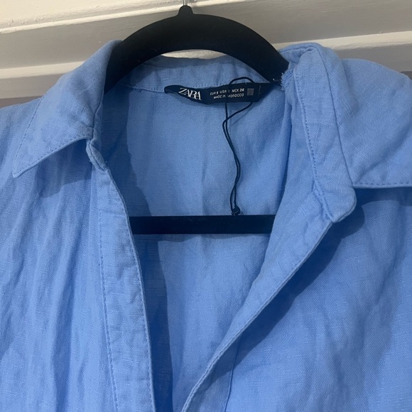 Blue Button-Down Tiered Dress - Picture 4 of 9